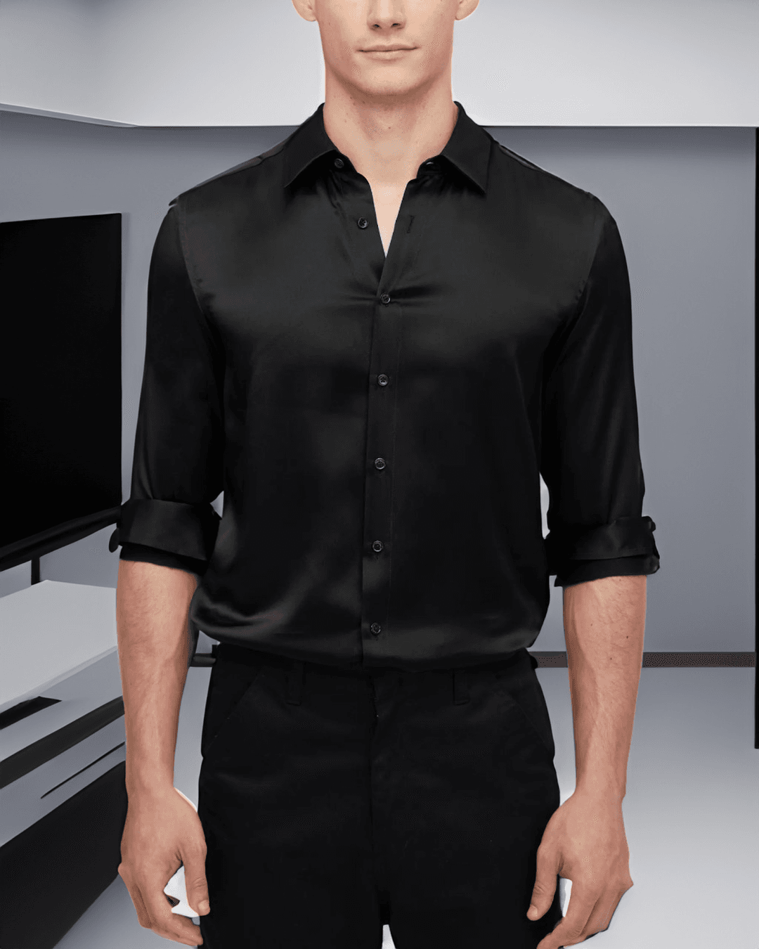 100% high-grade Mulberry silk, smooth and comfy, and long sleeves. A timeless piece that combines refined style with comfort and durability.